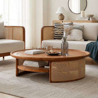 Moderna Round Wooden Coffee Table - Wooden Centre Tables