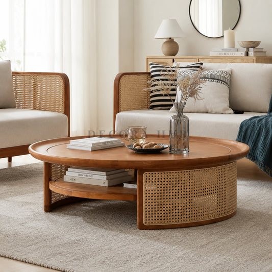 Moderna Round Wooden Coffee Table - Wooden Centre Tables