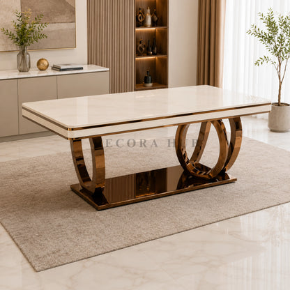 White Composite Marble Top Dining Table