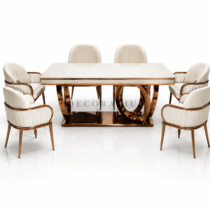 Golden Stainless Steel Base Dining Table