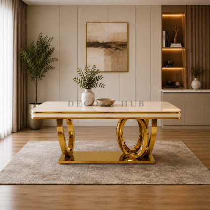 White Composite Marble Dining Table For Modern Home