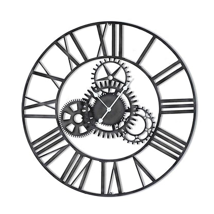 Black Circular Decorative Metal Wall Clock