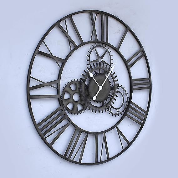 Black Circular Decorative Metal Wall Clock