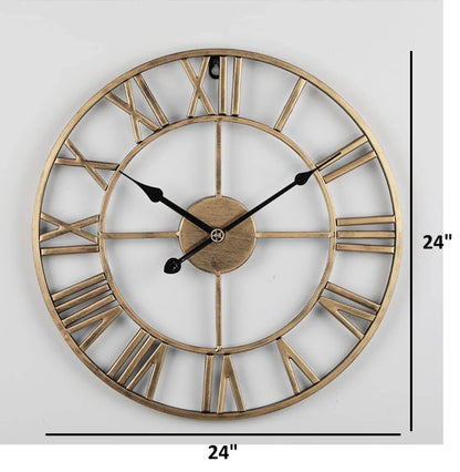 Antique Style Roman Numbers Metal Wall Clock