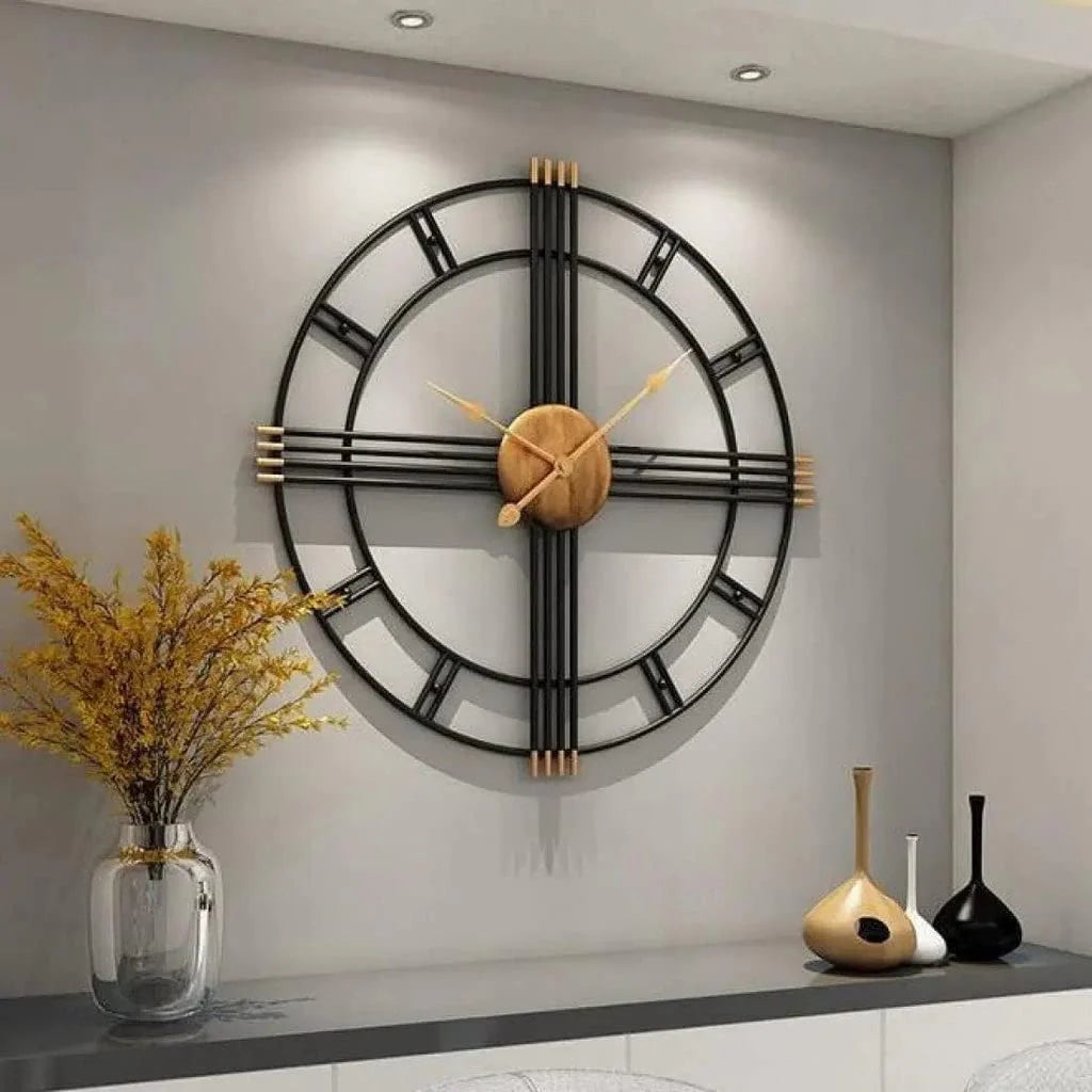 Modern Crossbeam Metal Wall Clock