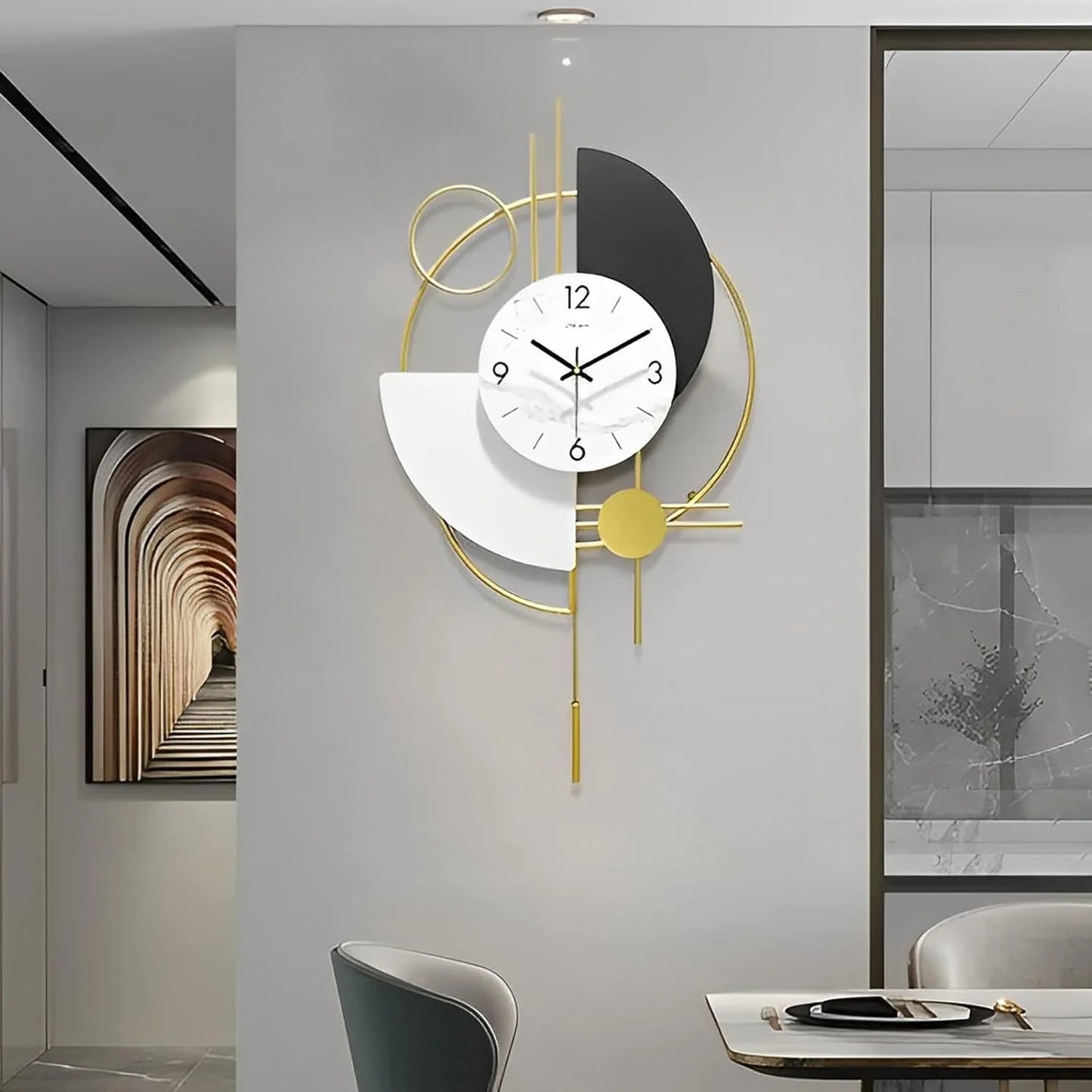 Crescent Arc Metal Wall Clock