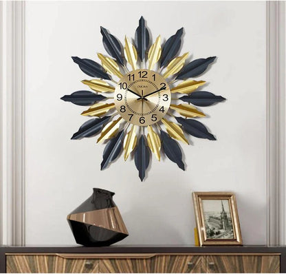 Black And Golden Designer Metal Wall Clock