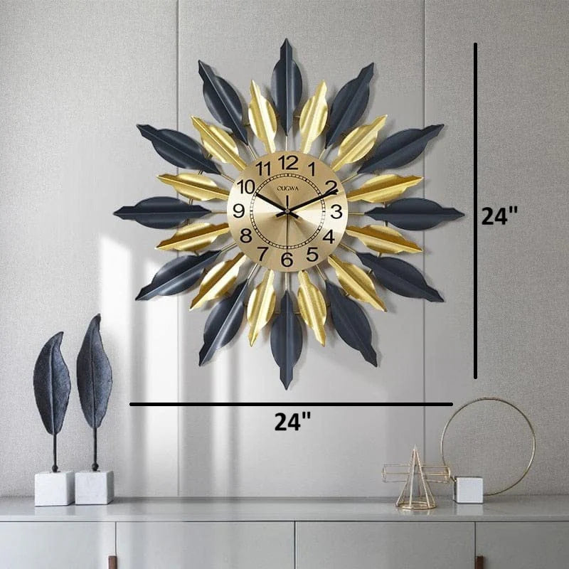 Black And Golden Designer Metal Wall Clock