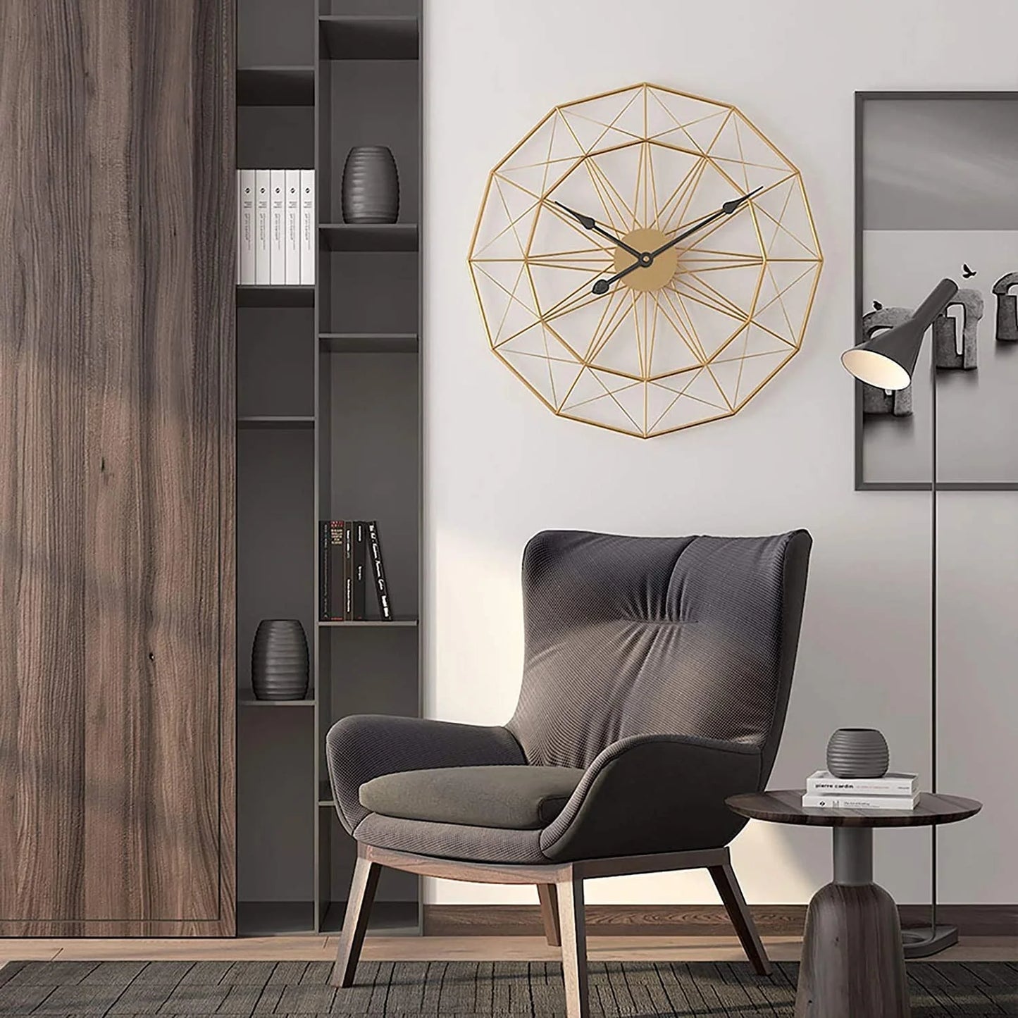 Abstraction Golden Wall Clock