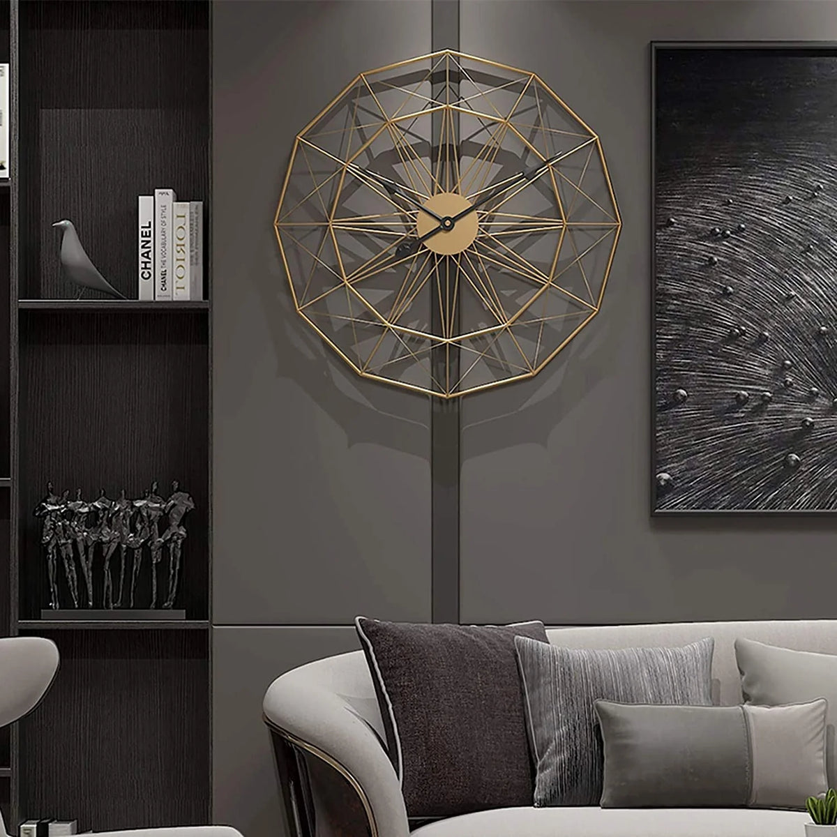 Abstract Clock Wodden Abstraction Golden Wall Clock – DecoraHub