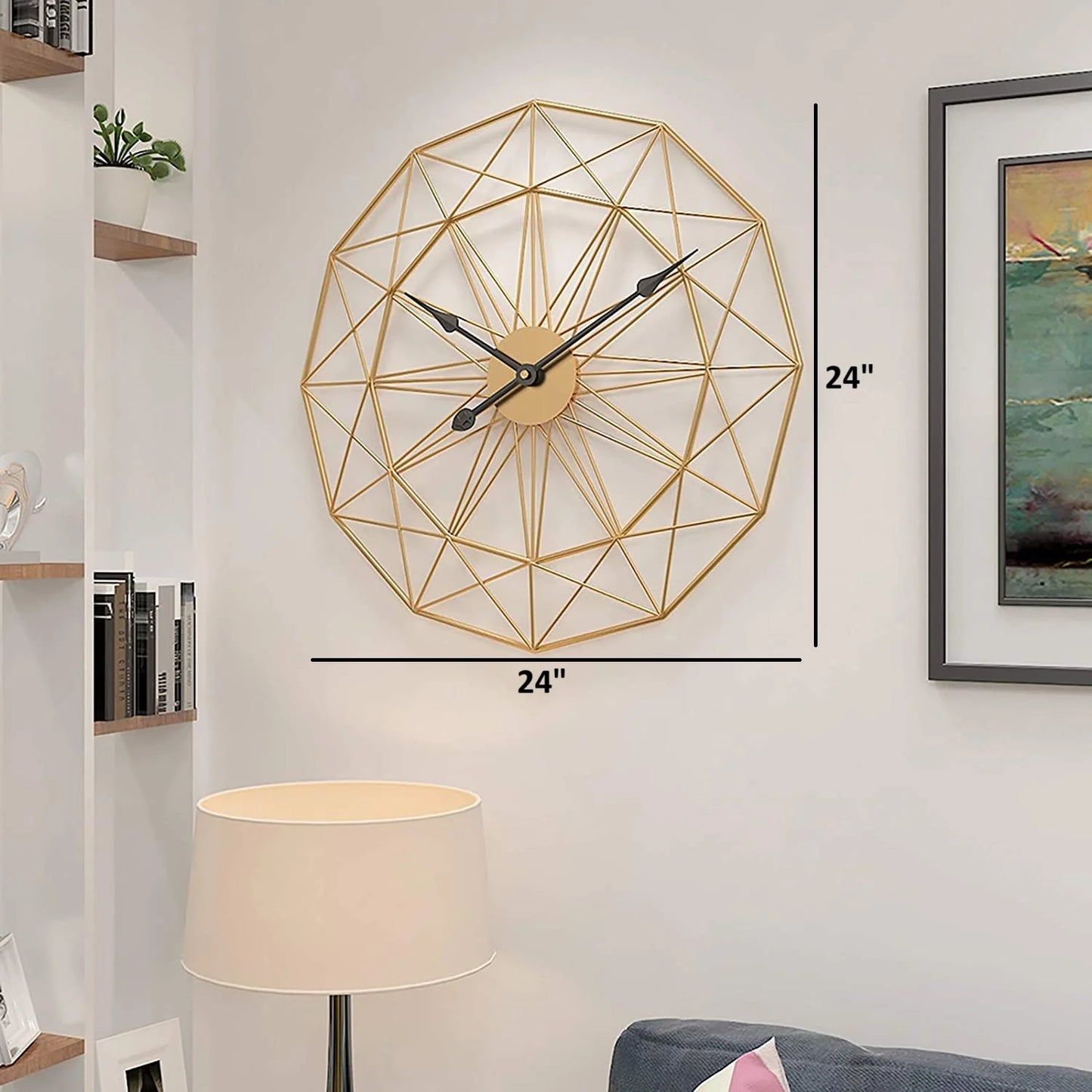 Abstraction Golden Wall Clock