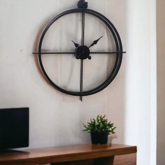 Black Round Double Ring Wall Clock