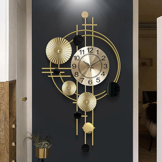 Metal Hanging Gold & Black Wall Art Clock