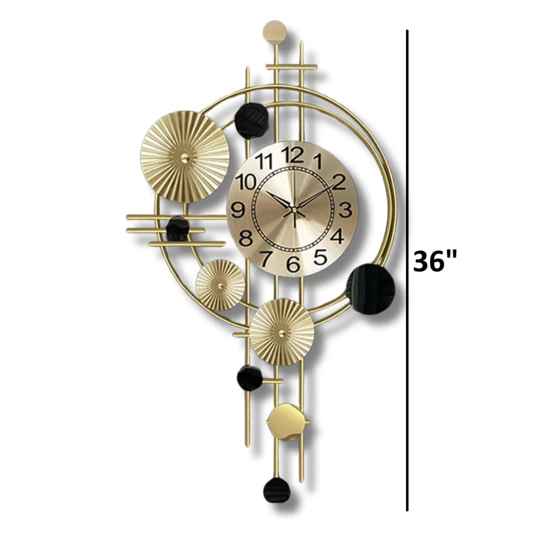 Metal Hanging Gold & Black Wall Art Clock