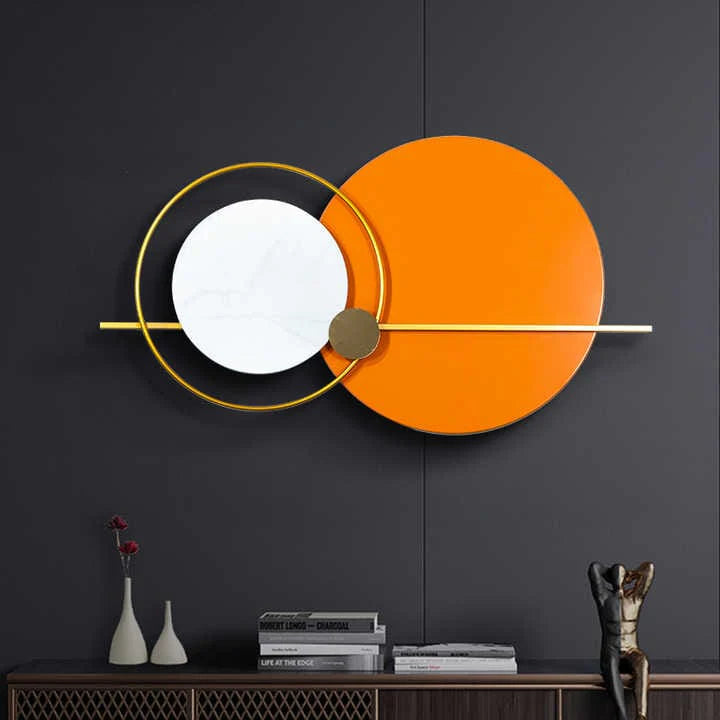 Premium White Orange Plates Metal Wall Art