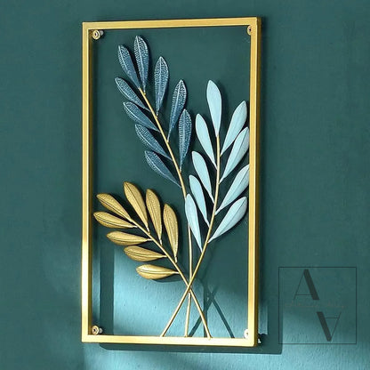 Leaves Set Of 3 Framed Metal Wall Art