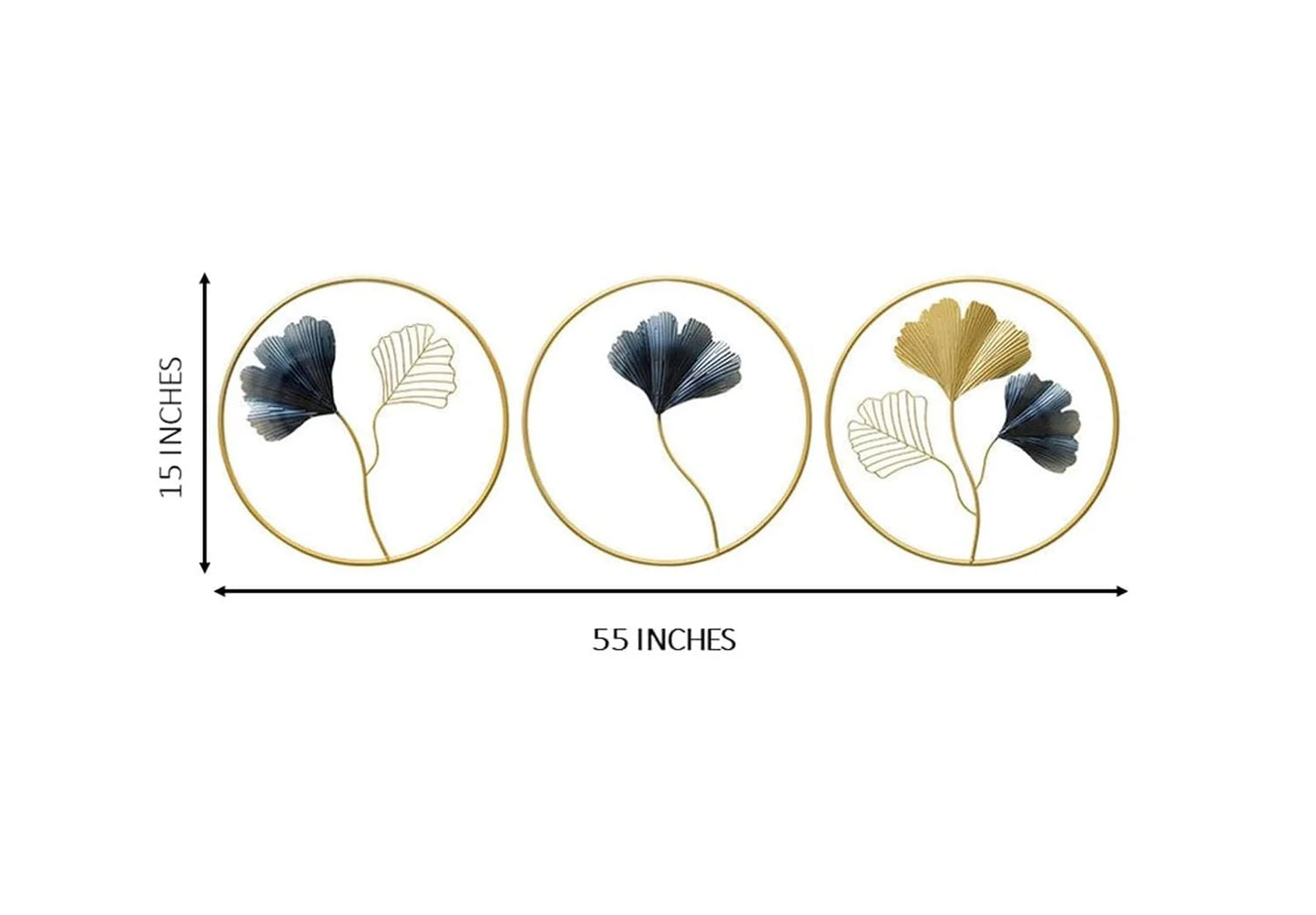 Leaves Circle Set Of 3 Metal Wall Art