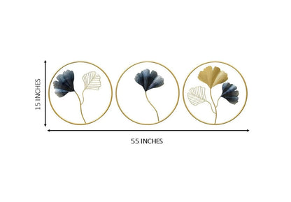 Leaves Circle Set Of 3 Metal Wall Art