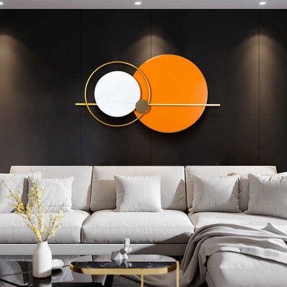 Premium White Orange Plates Metal Wall Art