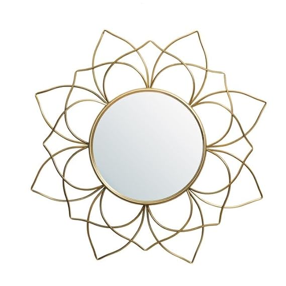 FLAIR Gold Toned Round Decorative Wall Mirror