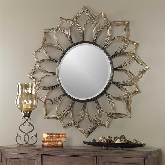 Metal Sunflower Wall Mirror