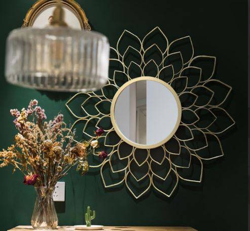 The Big Lotus Dipped Circular Wall Mirror