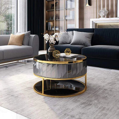 Luxurious Round Black Gold Nesting Table