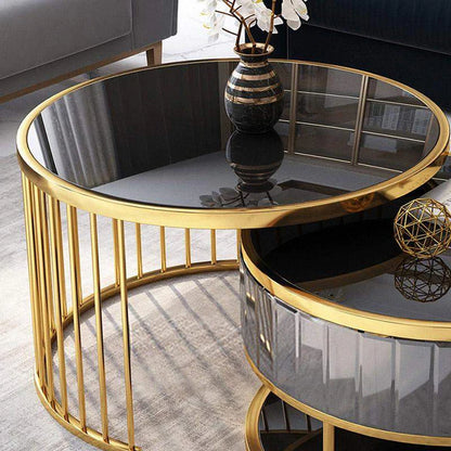 Luxurious Round Black Gold Nesting Table