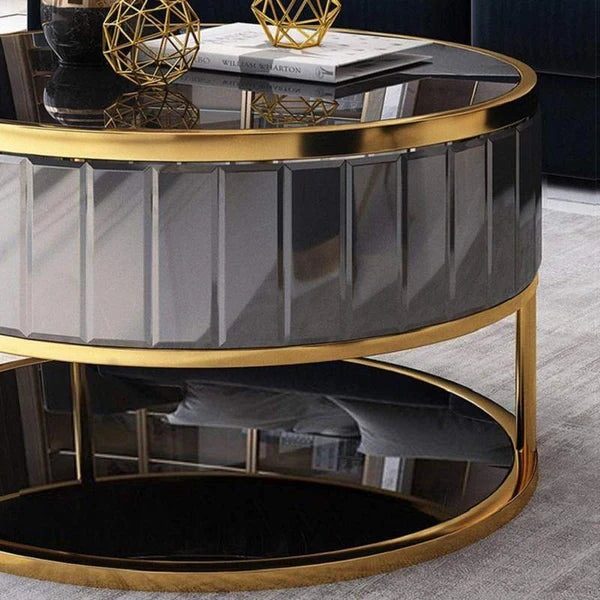 Luxurious Round Black Gold Nesting Table