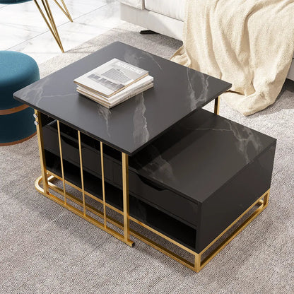 Modern Black Nesting Tables With Drawer