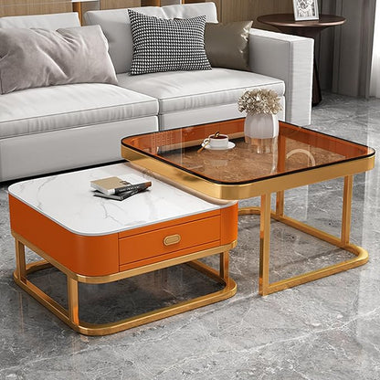 Orange&White Marble Nesting Table