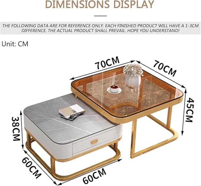 Orange&White Marble Nesting Table