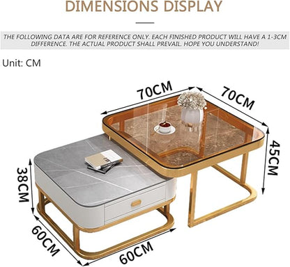 Orange&White Marble Nesting Table