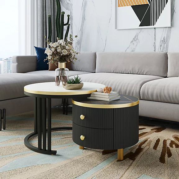 Decorative Black Nesting Table With Storage