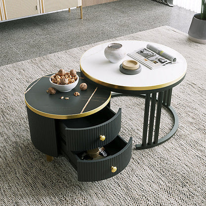 Decorative Black Nesting Table With Storage