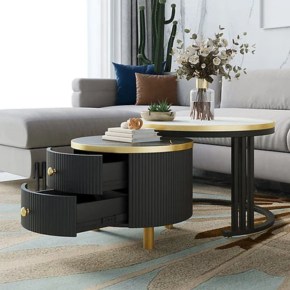 Decorative Black Nesting Table With Storage