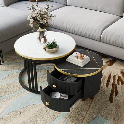 Decorative Black Nesting Table With Storage