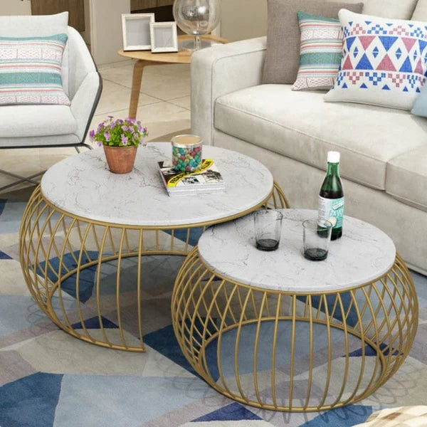 Modern White and Gold Nesting Table