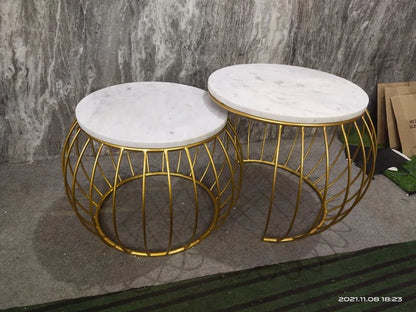 Modern White and Gold Nesting Table