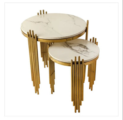 Beautiful Nesting Table With White Marble Top