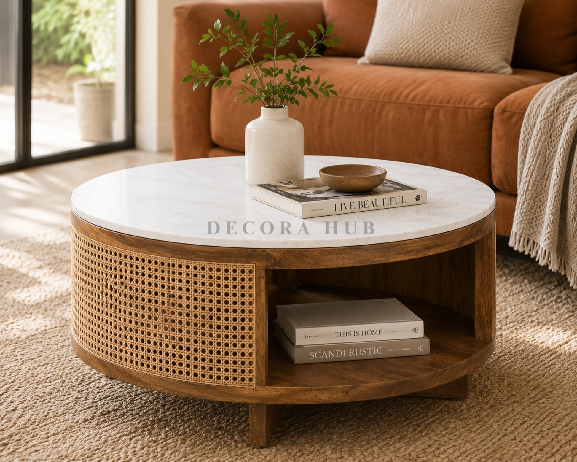 Oakmere Marble Coffee Table - Wooden Centre Tables