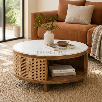 Oakmere Marble Coffee Table - Wooden Centre Tables