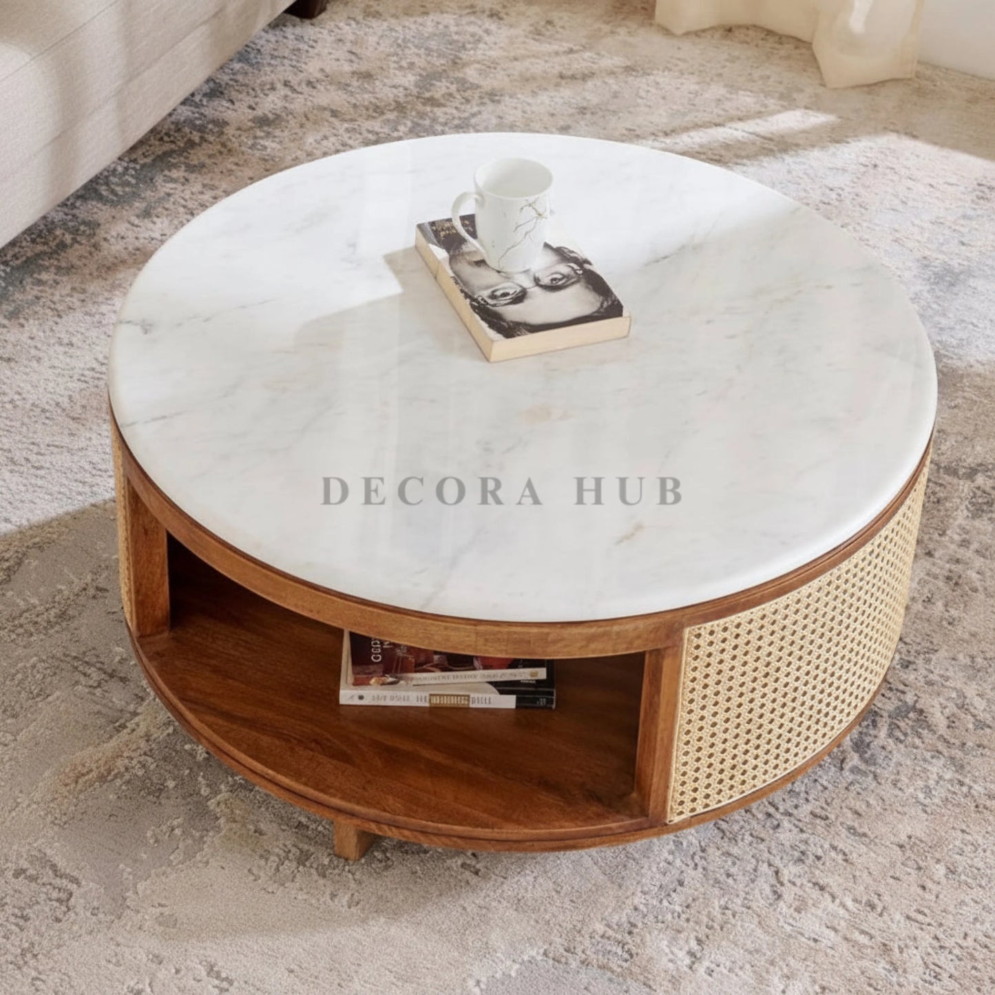 Oakmere Marble Coffee Table - Wooden Centre Tables