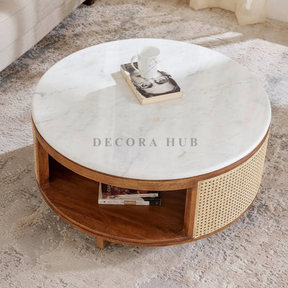 Oakmere Marble Coffee Table - Wooden Centre Tables