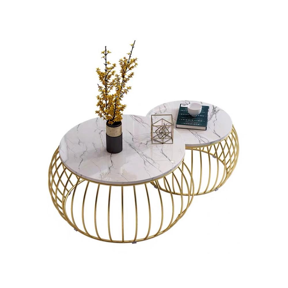 Modern White and Gold Nesting Table