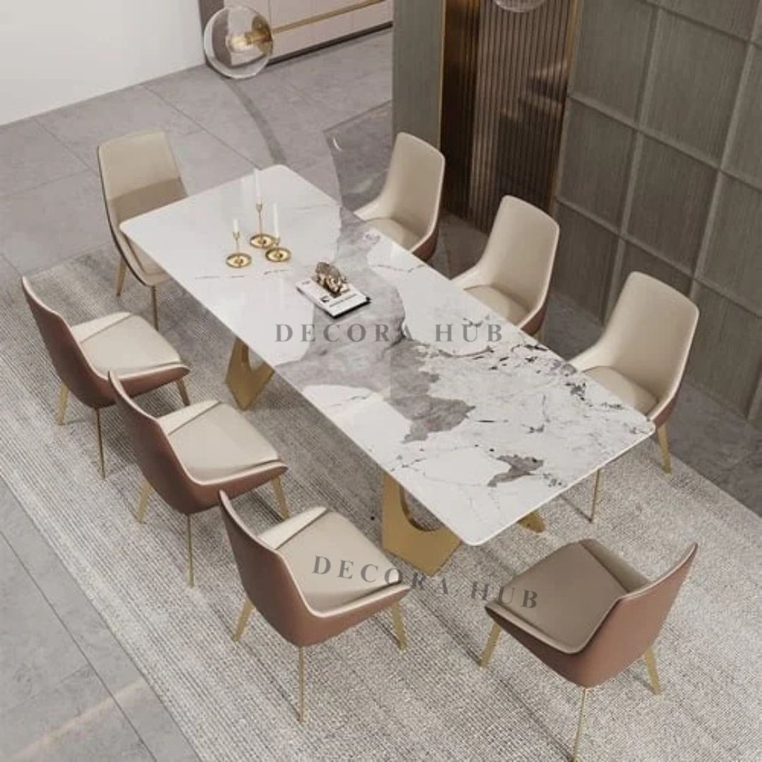 Platinum Beautiful Dining Table in Marble Finish – another angle