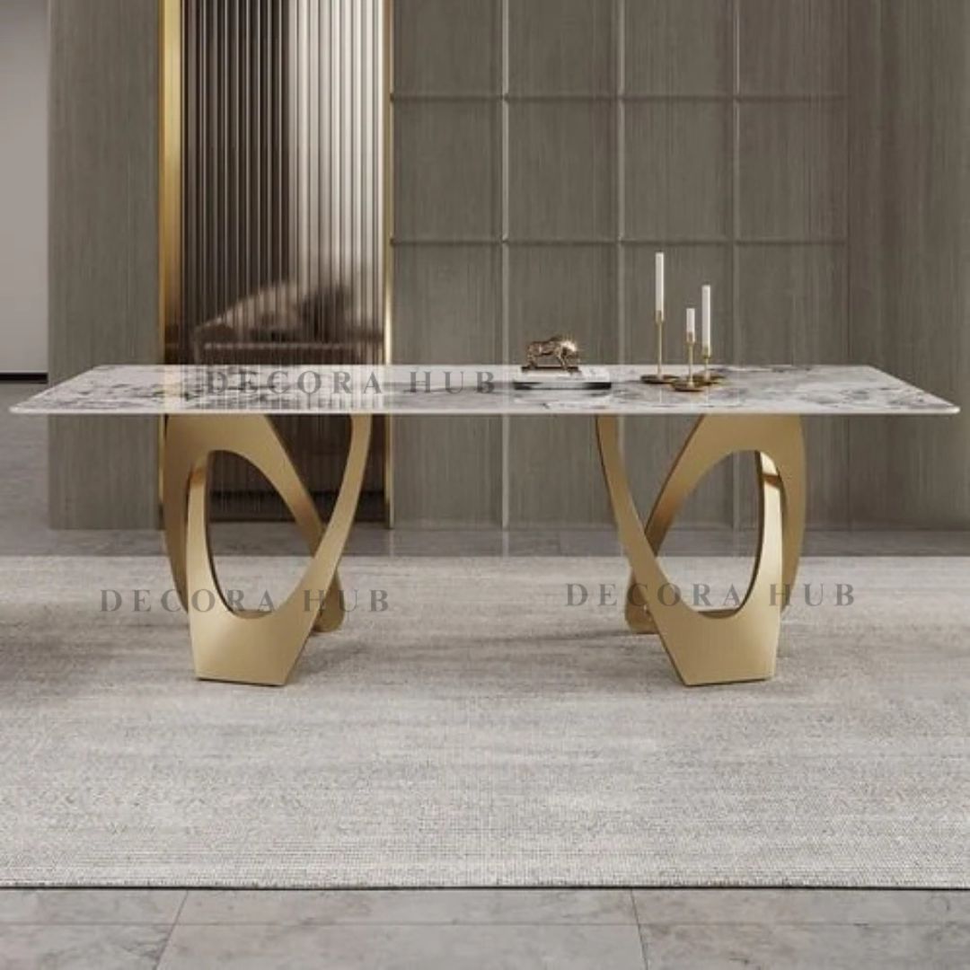 Platinum Beautiful Dining Table in Marble Finish – full view