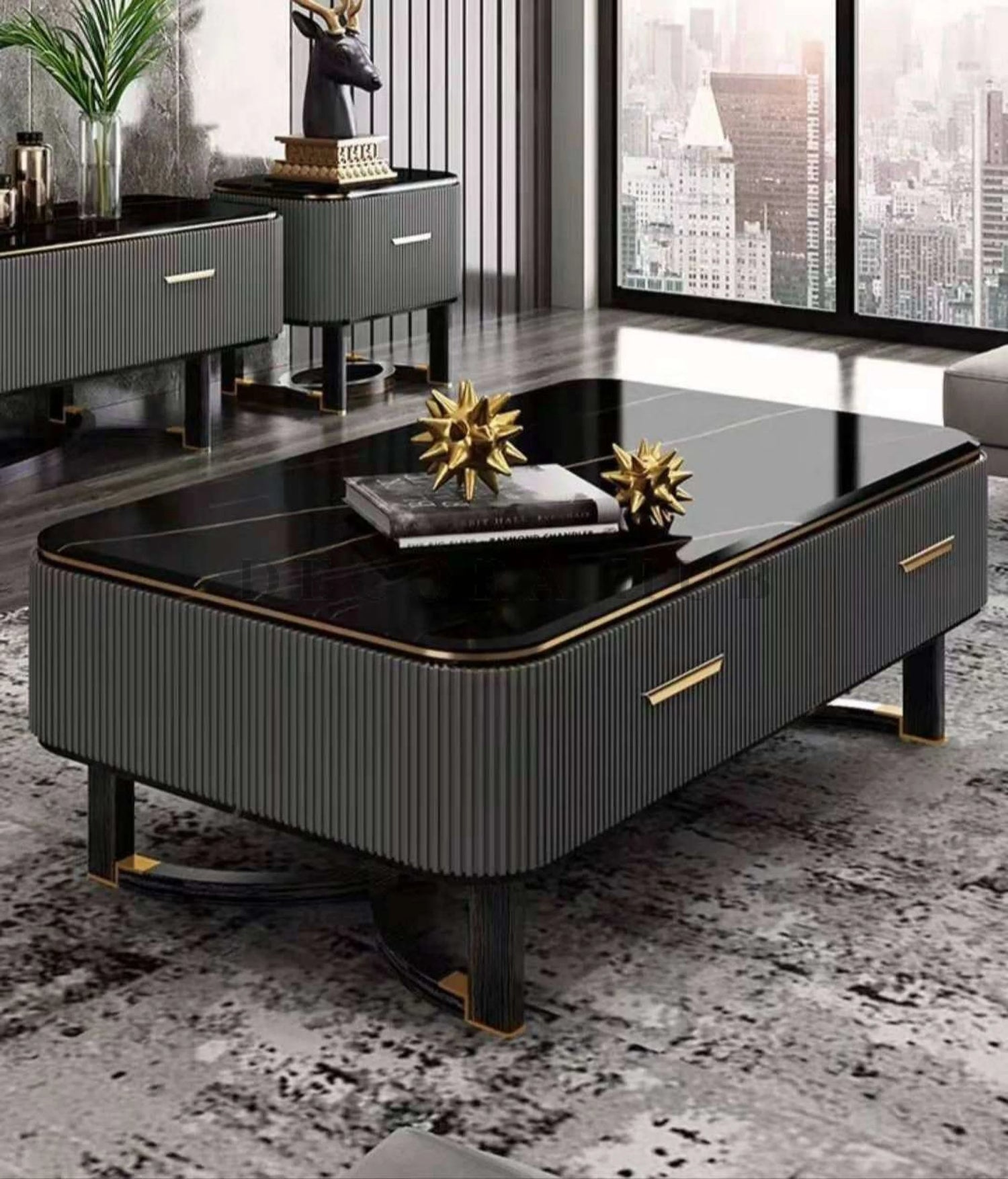 Rectangular Marble top Centre Table for Living Room - DecoraHub