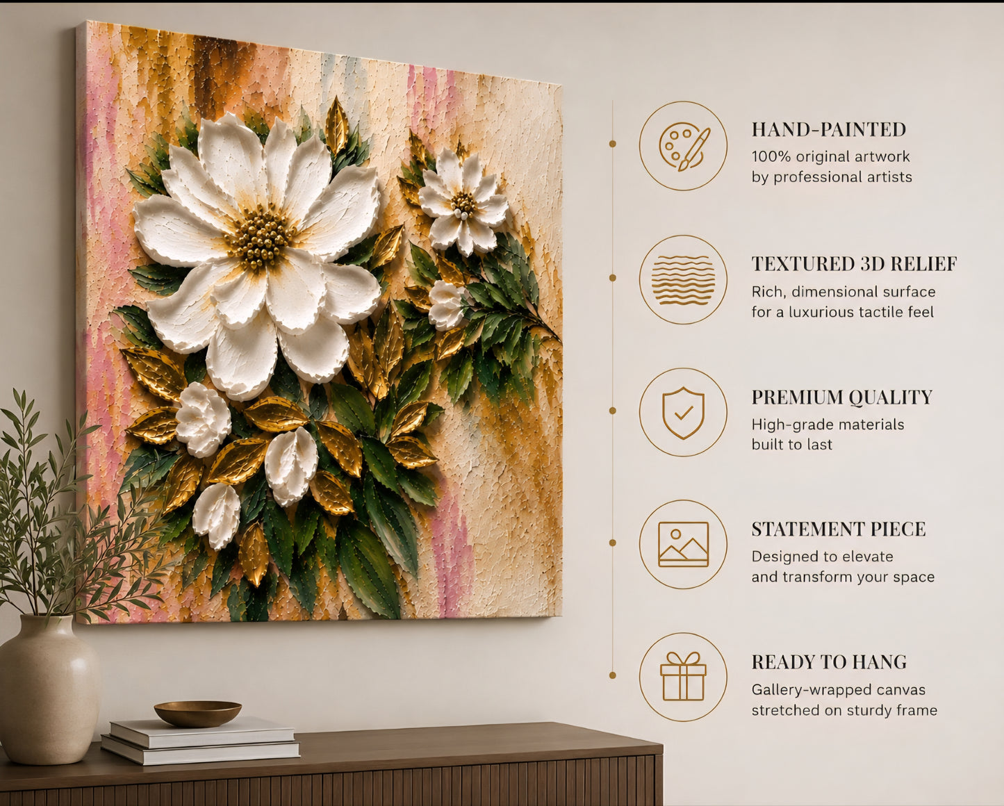 Gilded Garden Relief Textured Wall Art