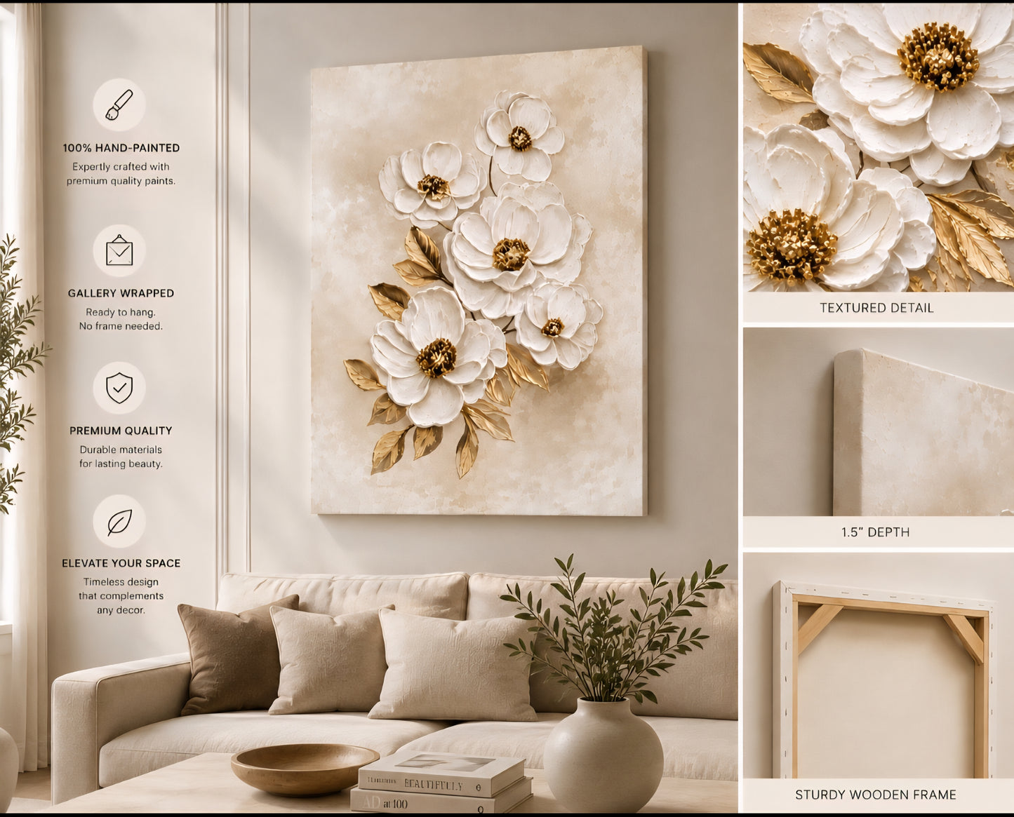 Botanical Gold Textured Wall Art
